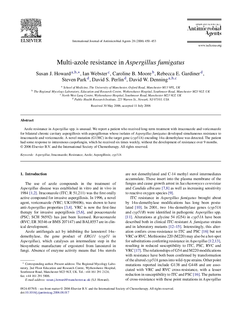 Multi-azole resistance in Aspergillus fumigatus