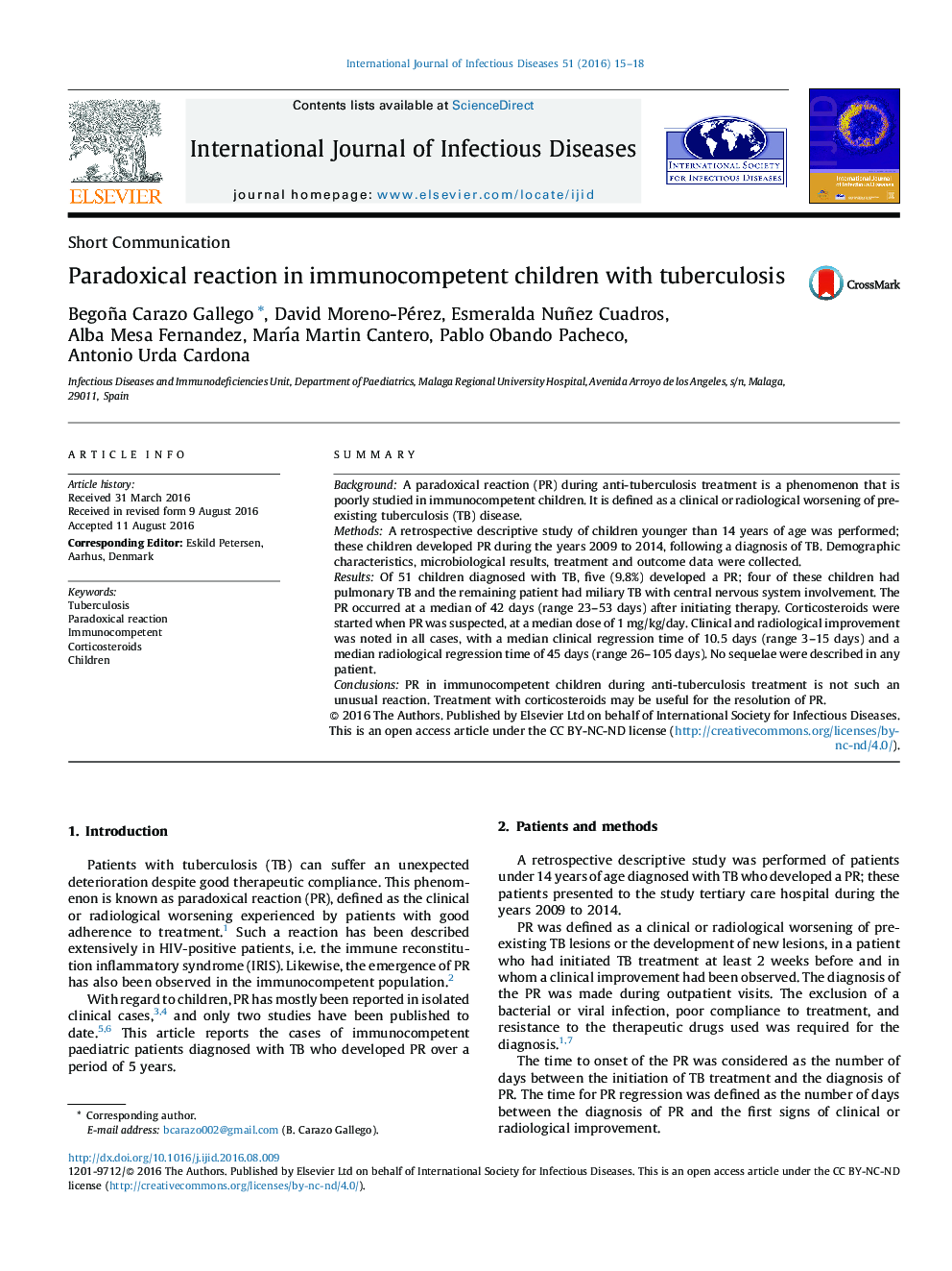 Paradoxical reaction in immunocompetent children with tuberculosis