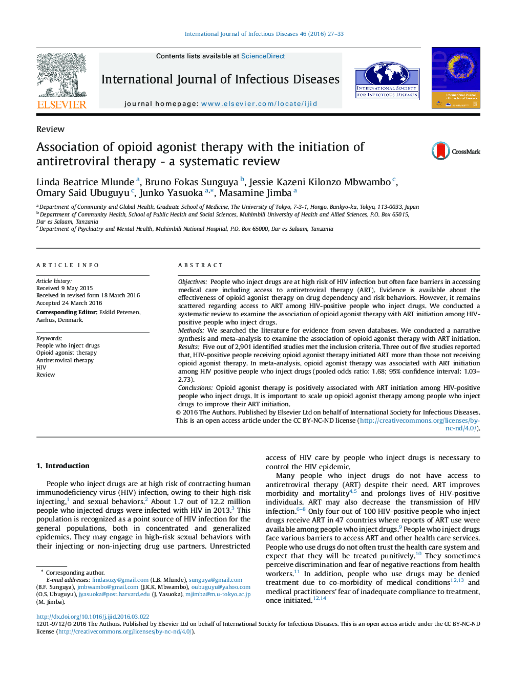 Association of opioid agonist therapy with the initiation of antiretroviral therapy - a systematic review