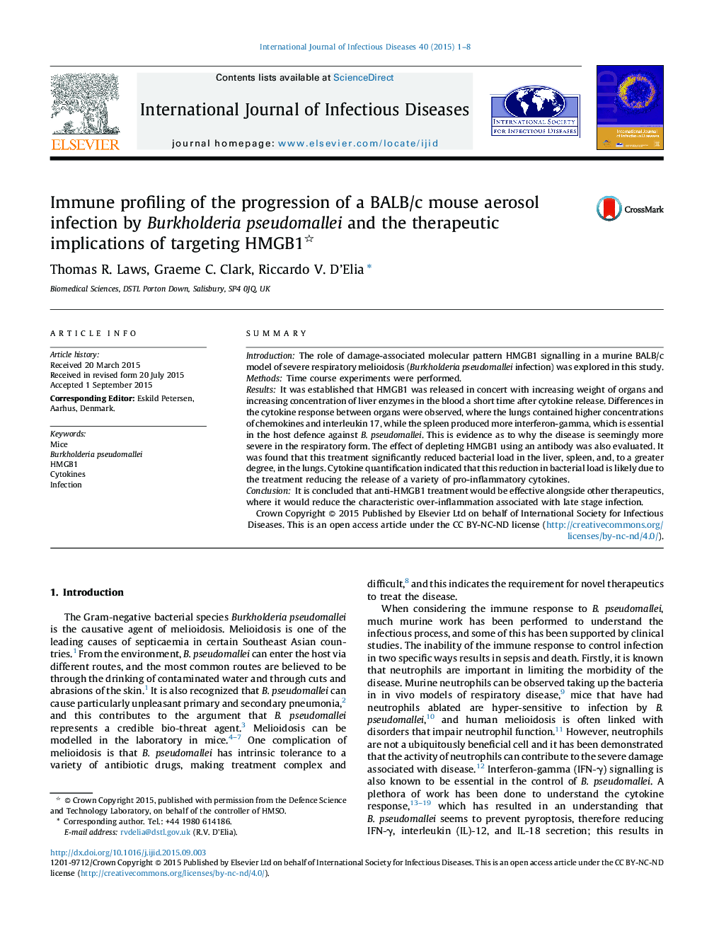 Immune profiling of the progression of a BALB/c mouse aerosol infection by Burkholderia pseudomallei and the therapeutic implications of targeting HMGB1 