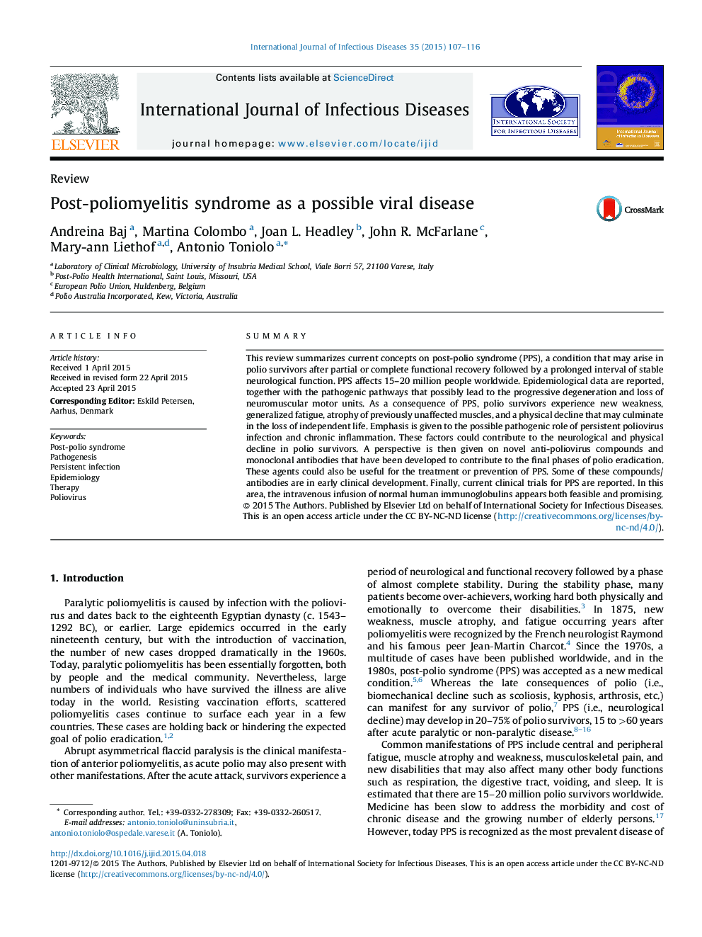 Post-poliomyelitis syndrome as a possible viral disease