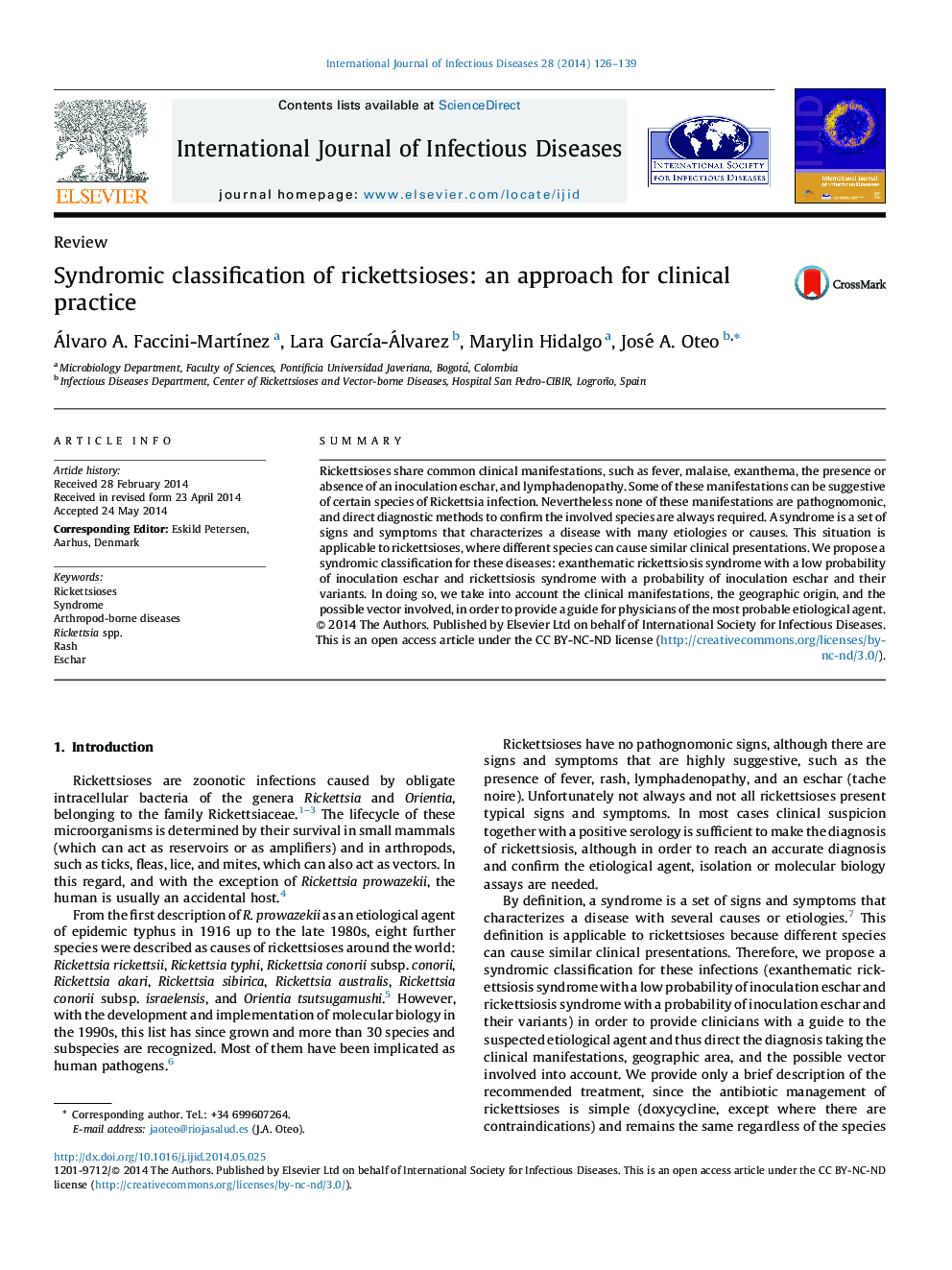 Syndromic classification of rickettsioses: an approach for clinical practice