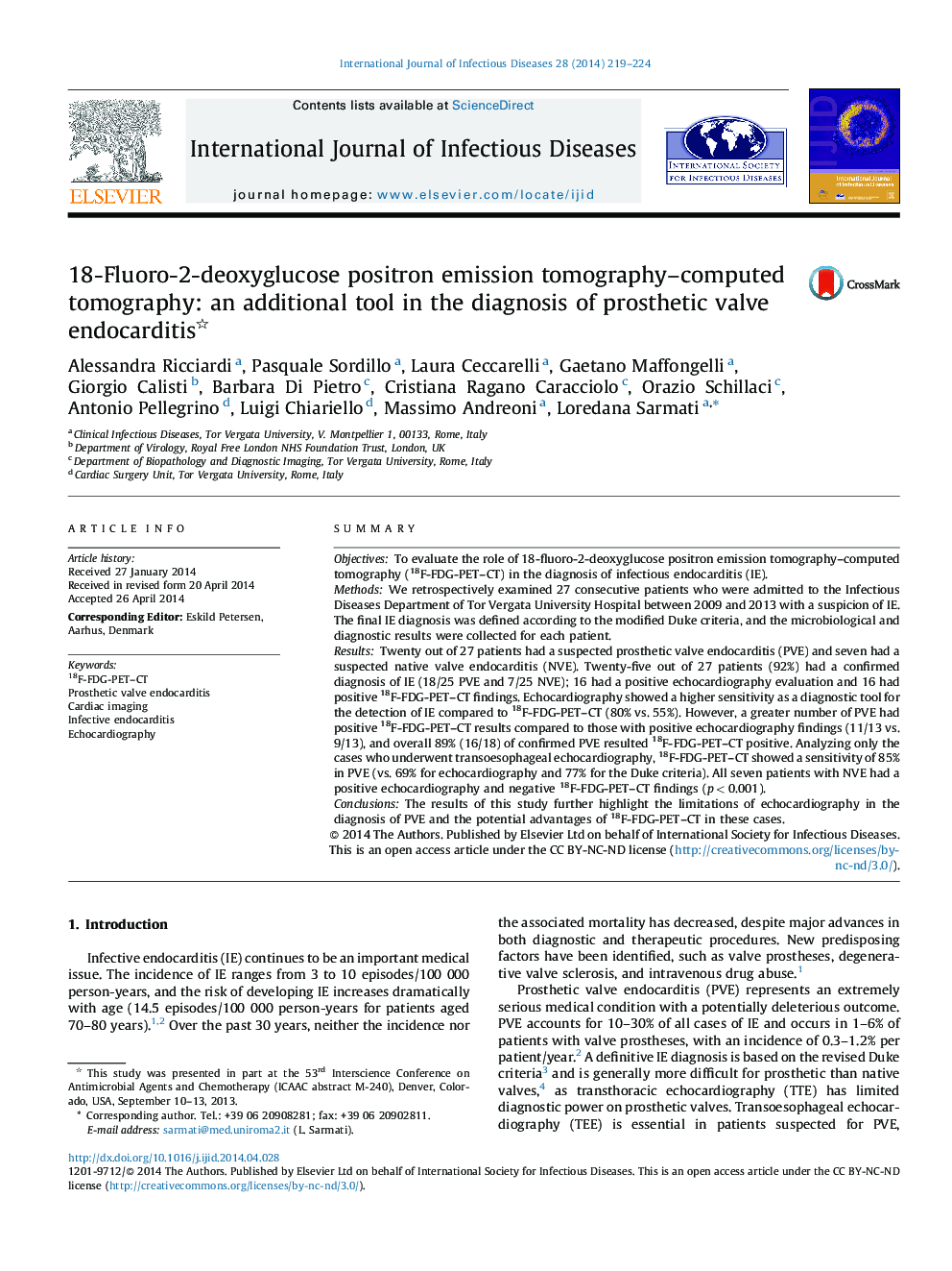 18-Fluoro-2-deoxyglucose positron emission tomography–computed tomography: an additional tool in the diagnosis of prosthetic valve endocarditis 