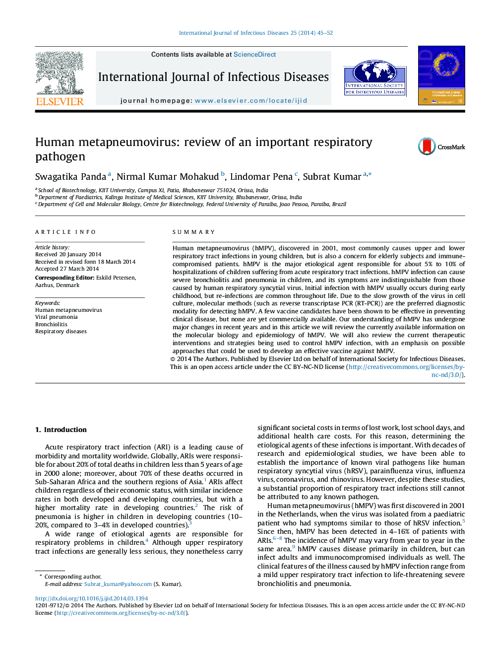 Human metapneumovirus: review of an important respiratory pathogen