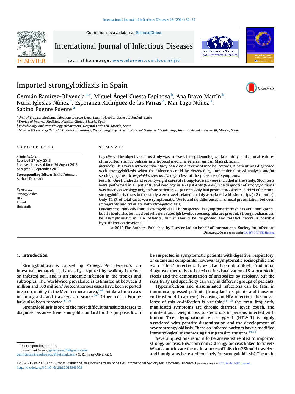 Imported strongyloidiasis in Spain