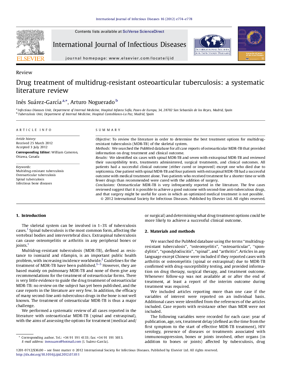 Drug treatment of multidrug-resistant osteoarticular tuberculosis: a systematic literature review