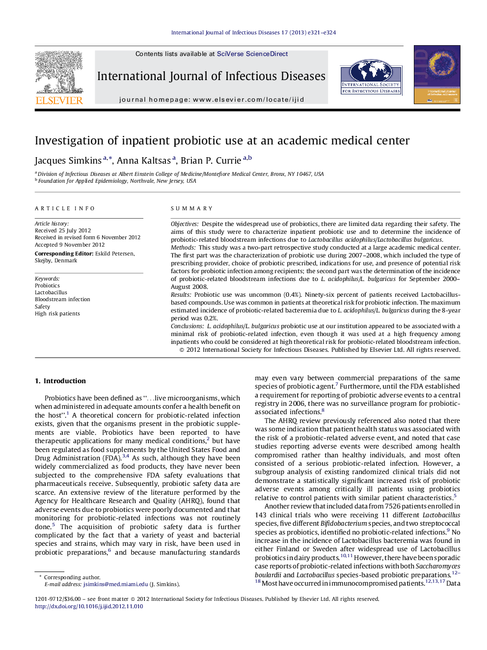 Investigation of inpatient probiotic use at an academic medical center