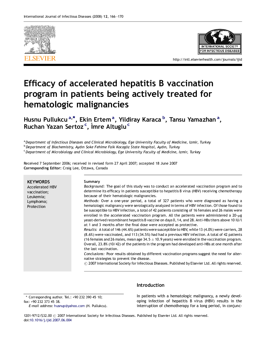 Efficacy of accelerated hepatitis B vaccination program in patients being actively treated for hematologic malignancies