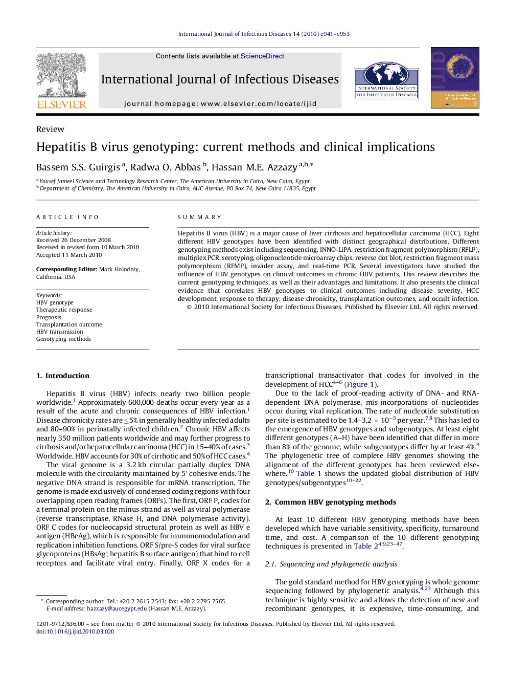 Hepatitis B virus genotyping: current methods and clinical implications