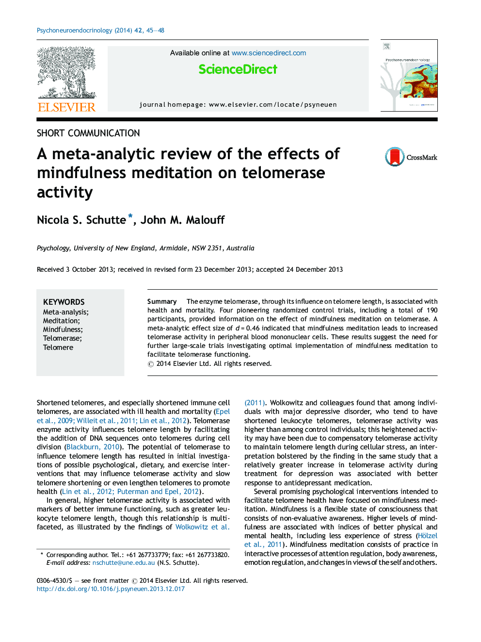 بررسی متاآنالیز اثرات مدیتیشن ذهن بر فعالیت تلومراز 