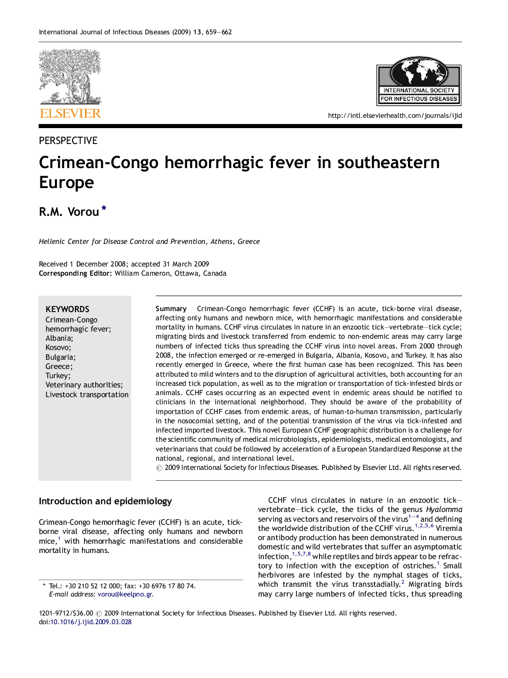 Crimean-Congo hemorrhagic fever in southeastern Europe