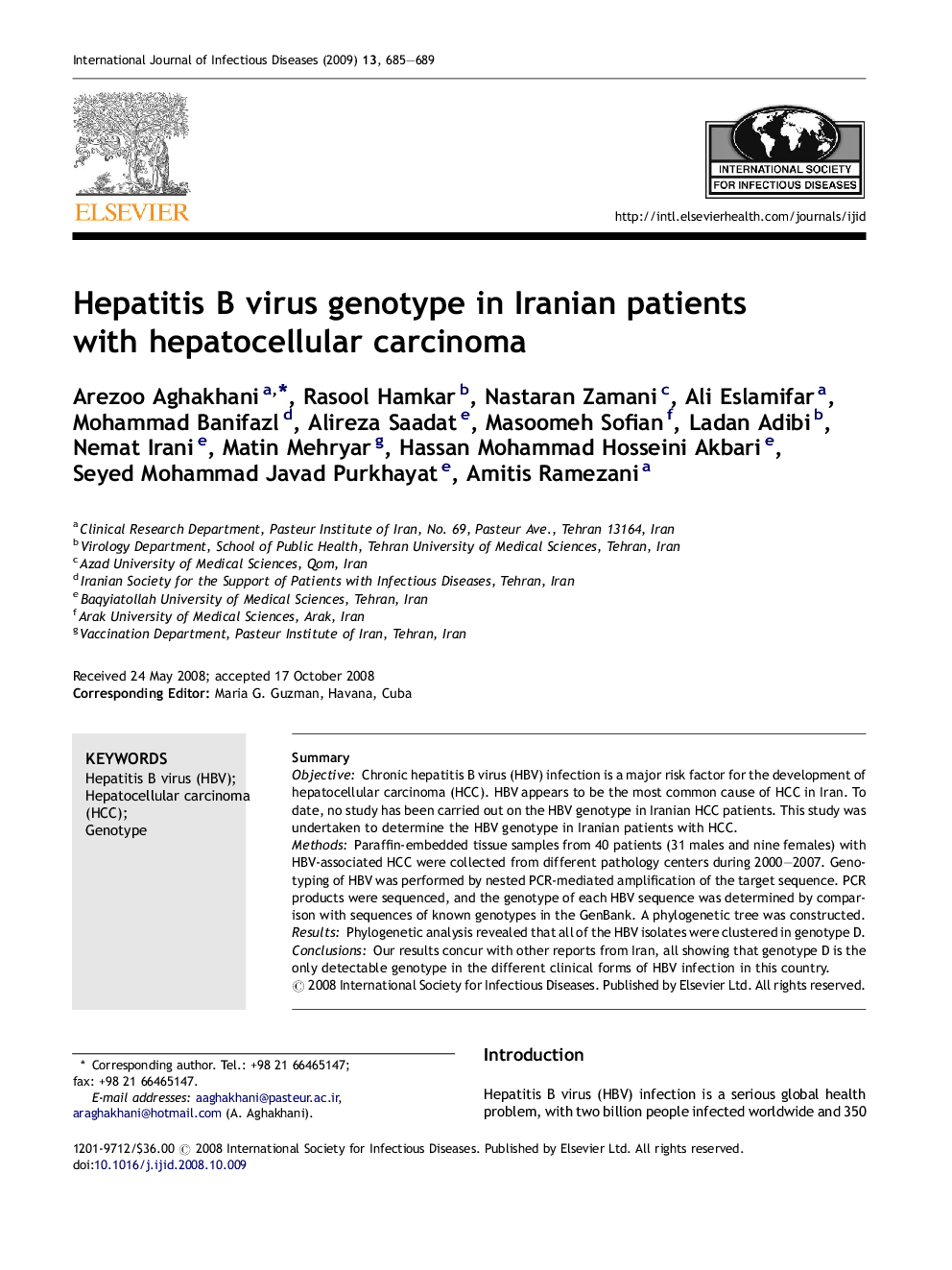 Hepatitis B virus genotype in Iranian patients with hepatocellular carcinoma