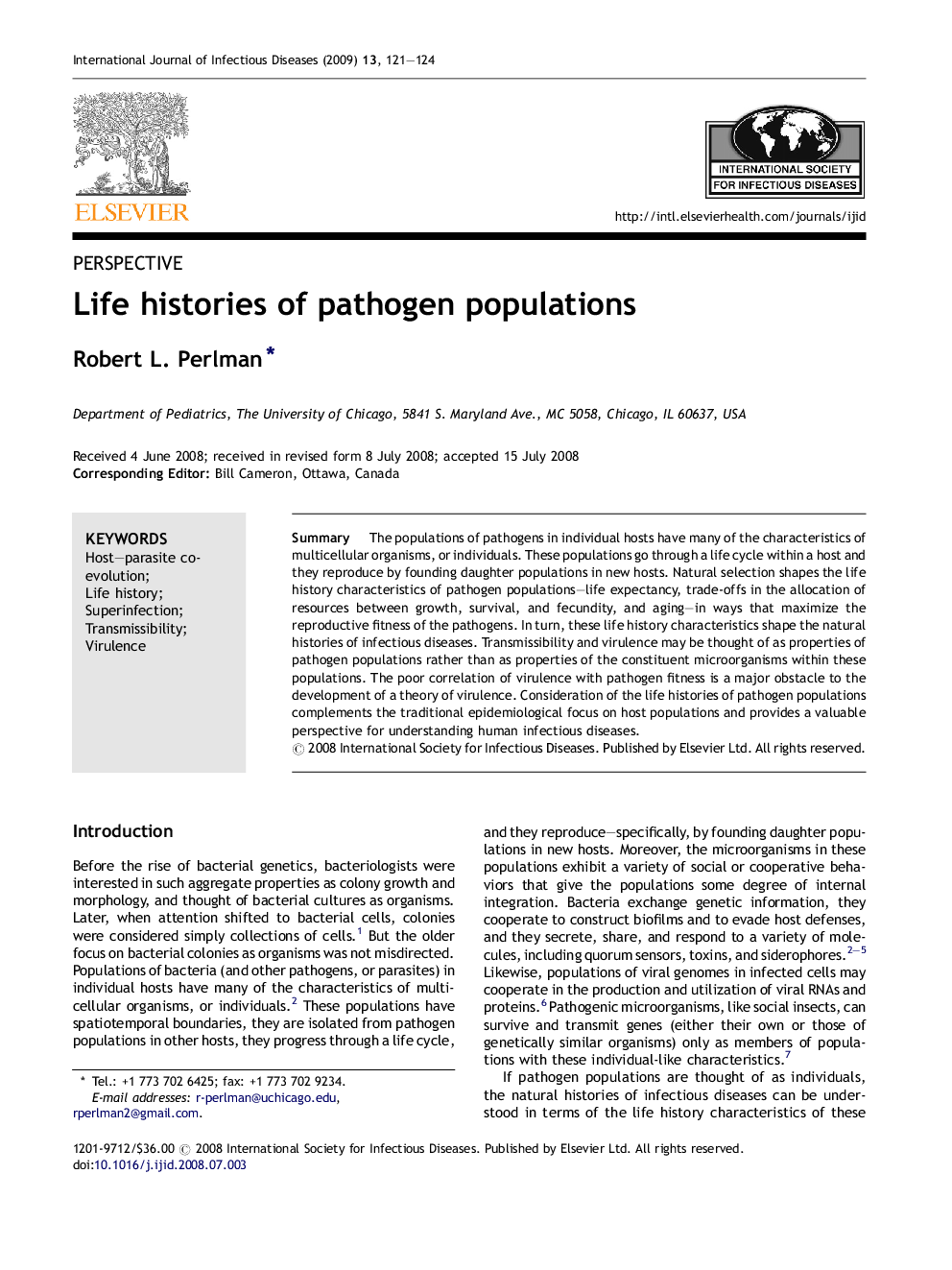 Life histories of pathogen populations