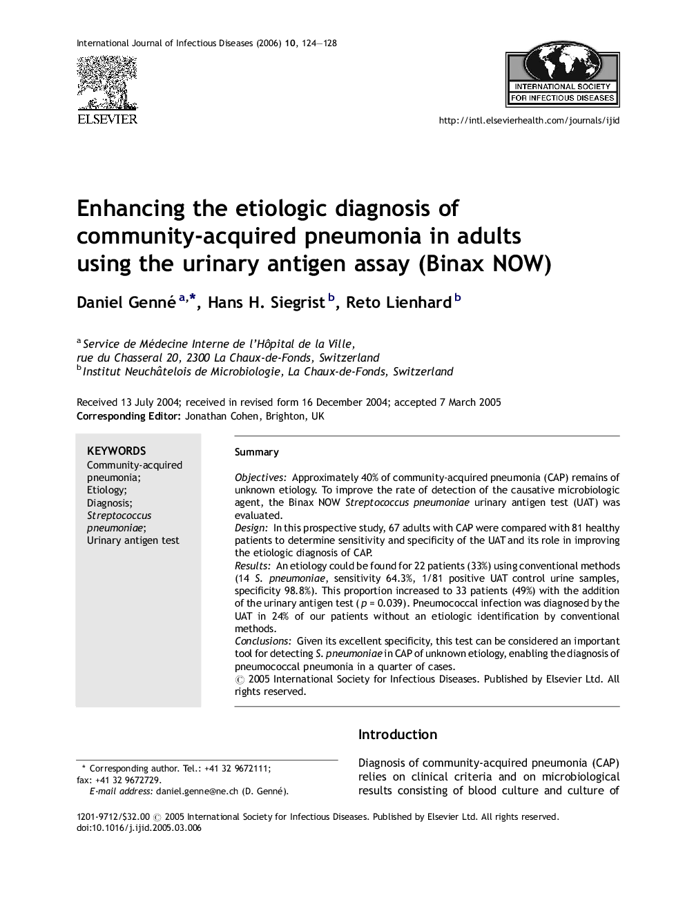 Enhancing the etiologic diagnosis of community-acquired pneumonia in adults using the urinary antigen assay (Binax NOW)