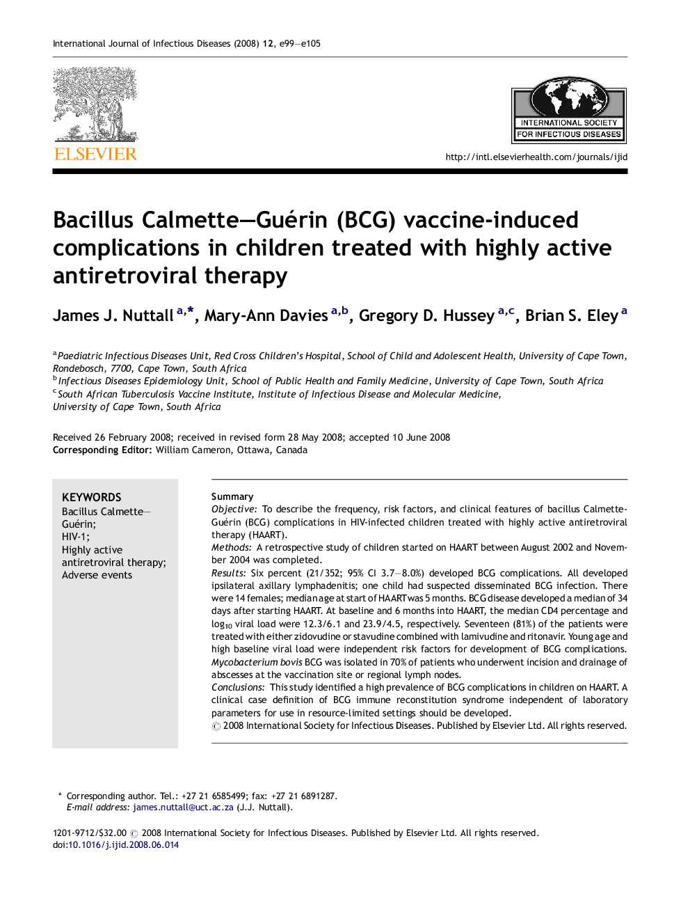 Bacillus Calmette–Guérin (BCG) vaccine-induced complications in children treated with highly active antiretroviral therapy