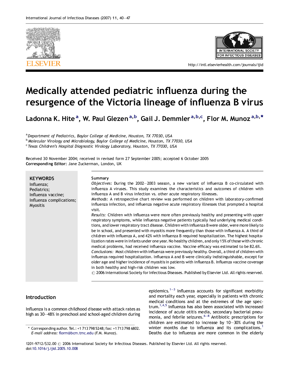 Medically attended pediatric influenza during the resurgence of the Victoria lineage of influenza B virus