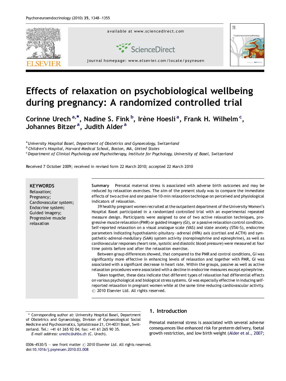 Effects of relaxation on psychobiological wellbeing during pregnancy: A randomized controlled trial