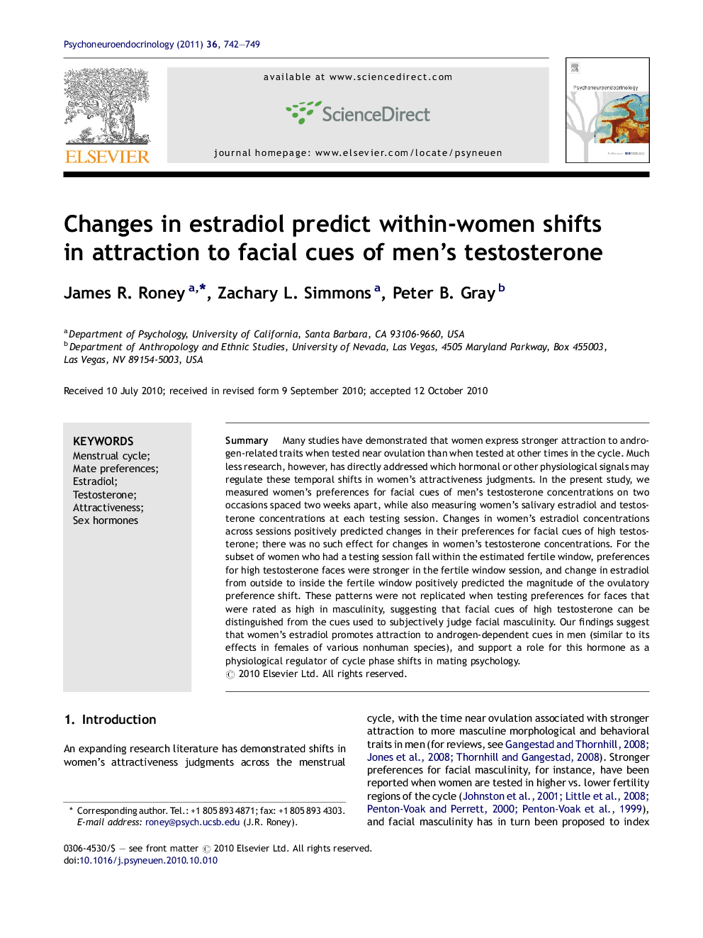 Changes in estradiol predict within-women shifts in attraction to facial cues of men's testosterone