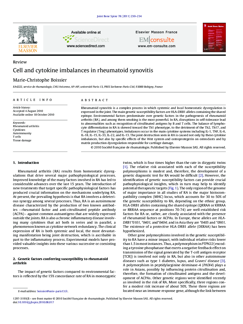 Cell and cytokine imbalances in rheumatoid synovitis