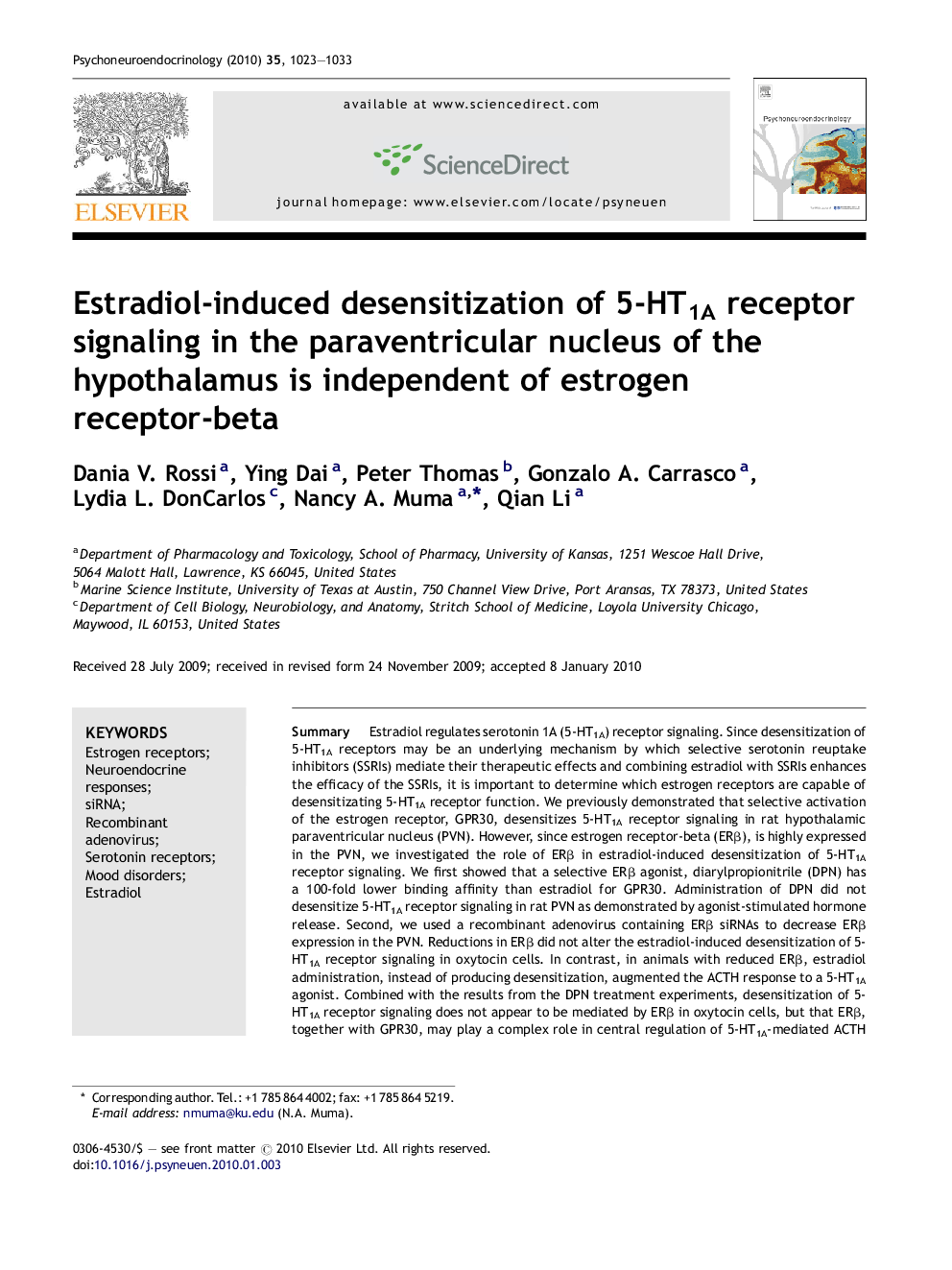 Estradiol-induced desensitization of 5-HT1A receptor signaling in the paraventricular nucleus of the hypothalamus is independent of estrogen receptor-beta