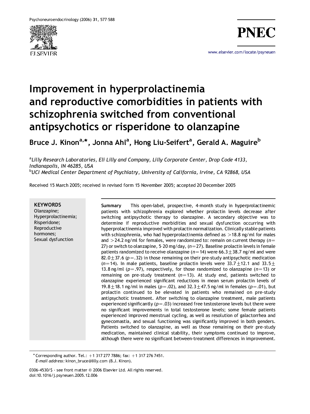 Improvement in hyperprolactinemia and reproductive comorbidities in patients with schizophrenia switched from conventional antipsychotics or risperidone to olanzapine