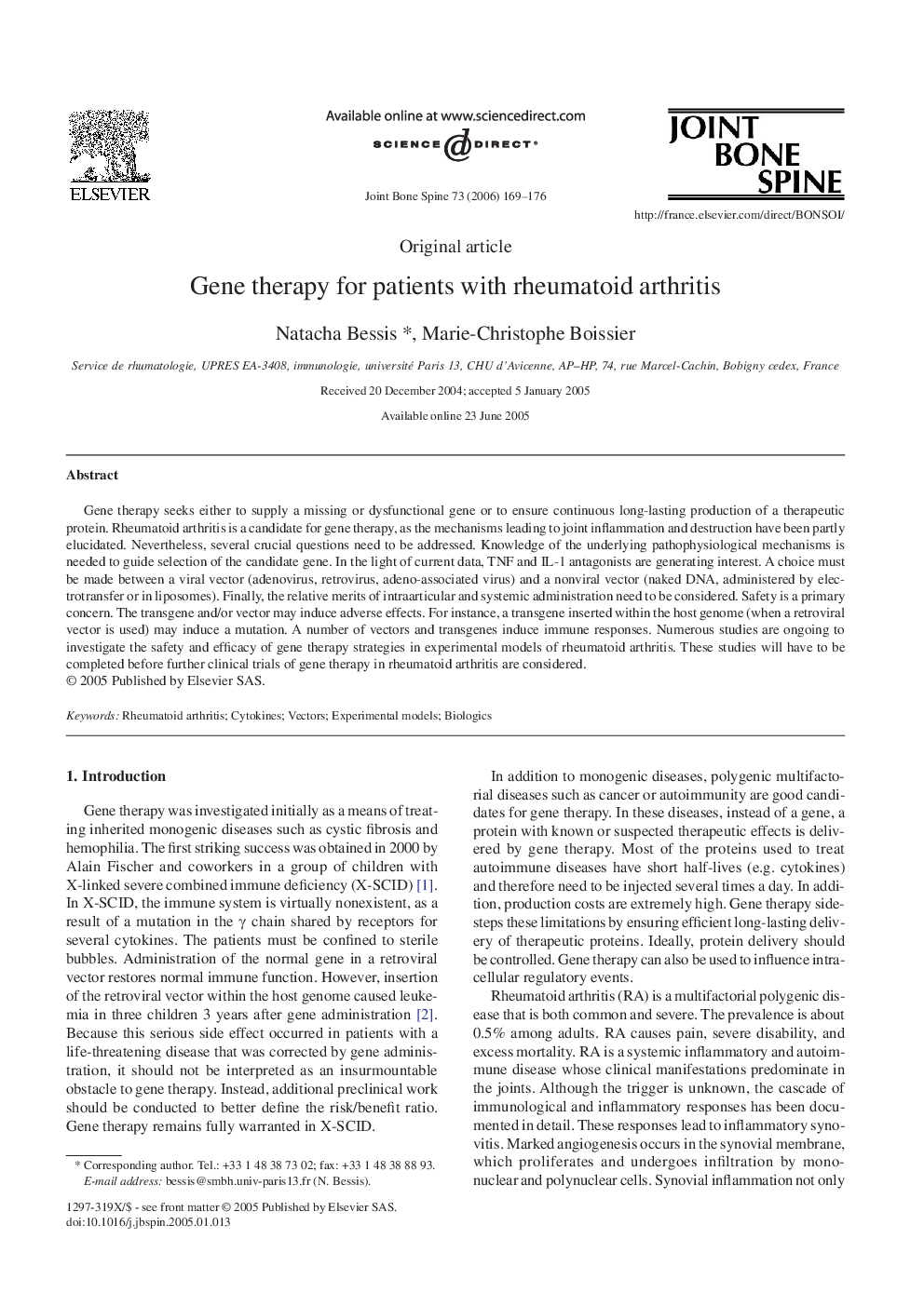 Gene therapy for patients with rheumatoid arthritis