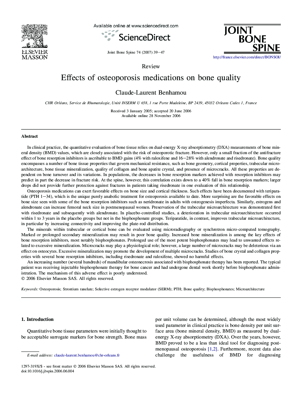 Effects of osteoporosis medications on bone quality