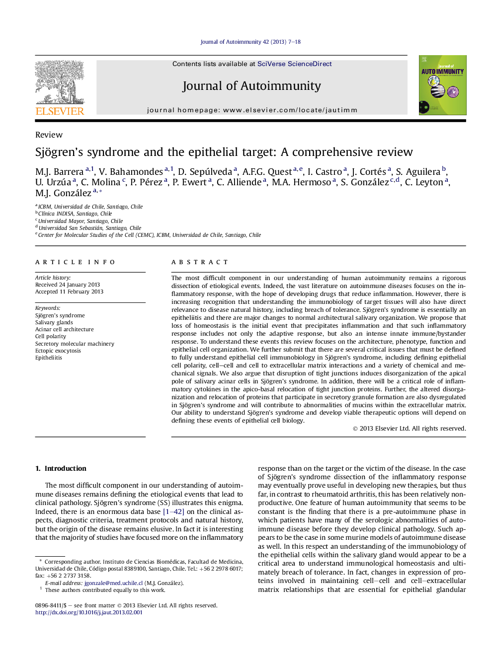 Sjögren's syndrome and the epithelial target: A comprehensive review