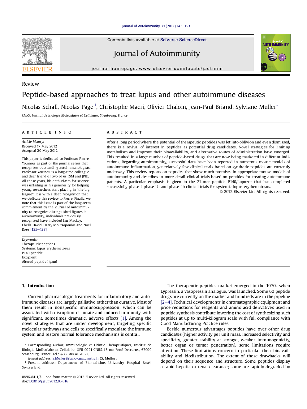 Peptide-based approaches to treat lupus and other autoimmune diseases