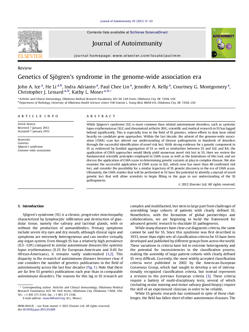 Genetics of Sjögren’s syndrome in the genome-wide association era