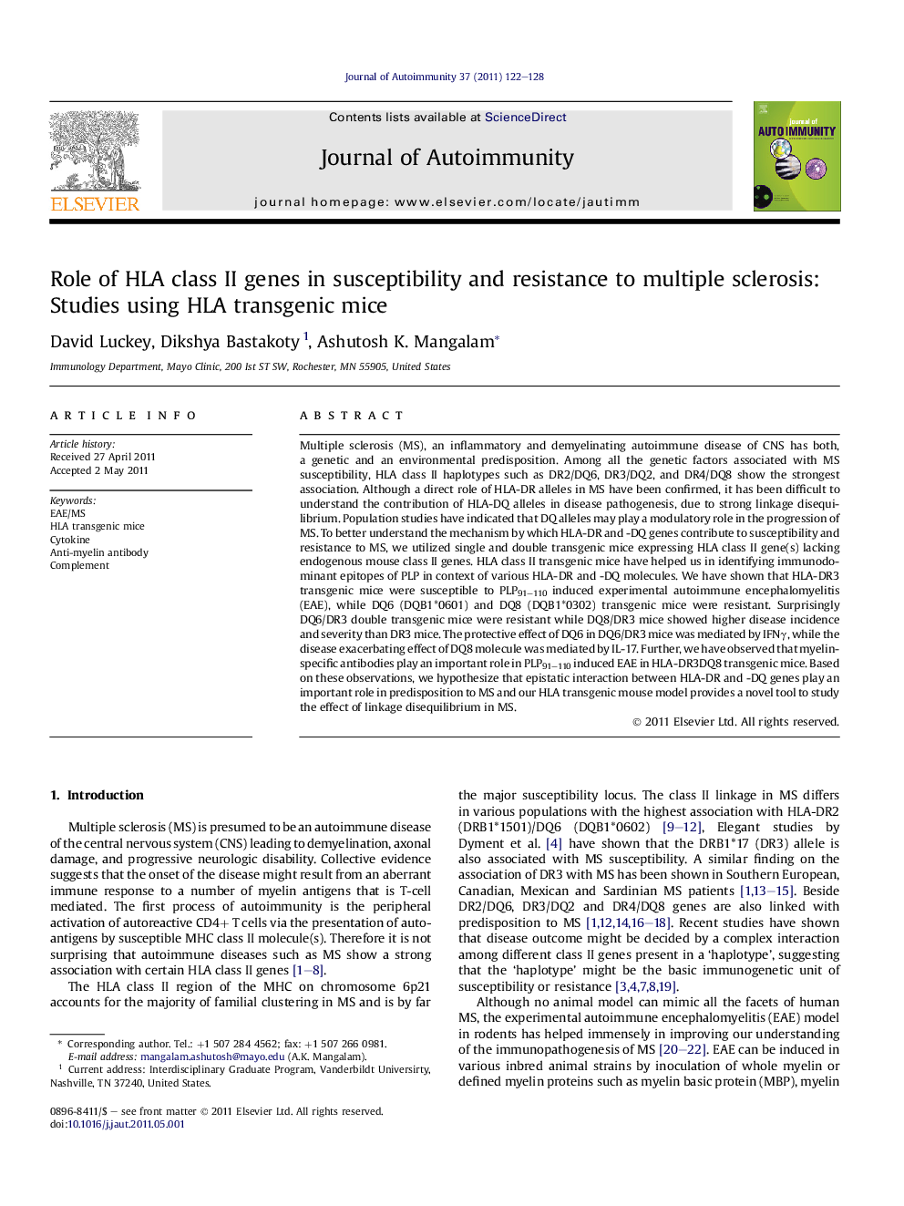 Role of HLA class II genes in susceptibility and resistance to multiple sclerosis: Studies using HLA transgenic mice