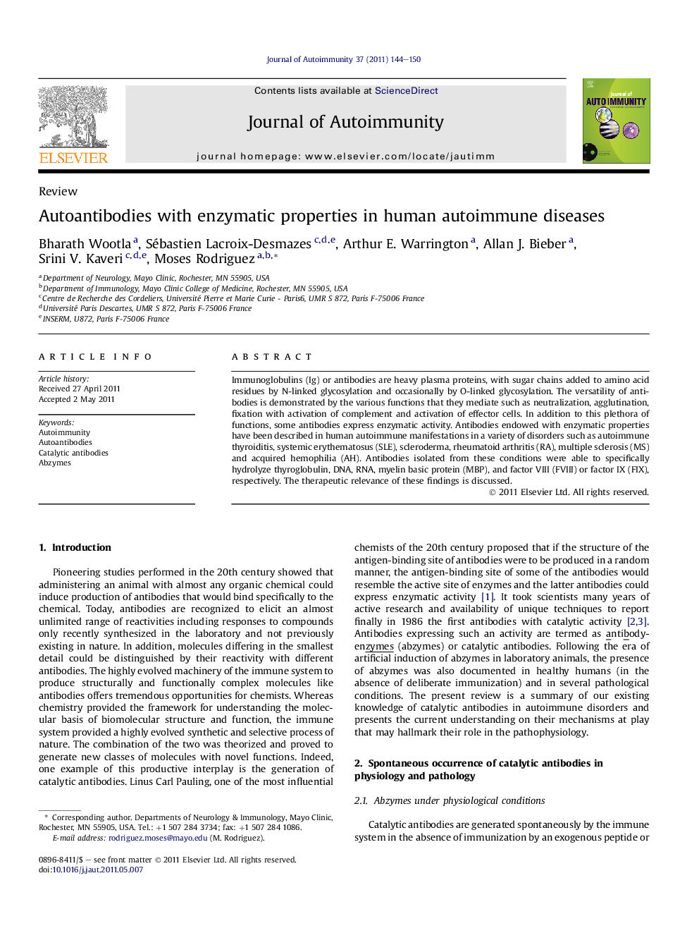 Autoantibodies with enzymatic properties in human autoimmune diseases