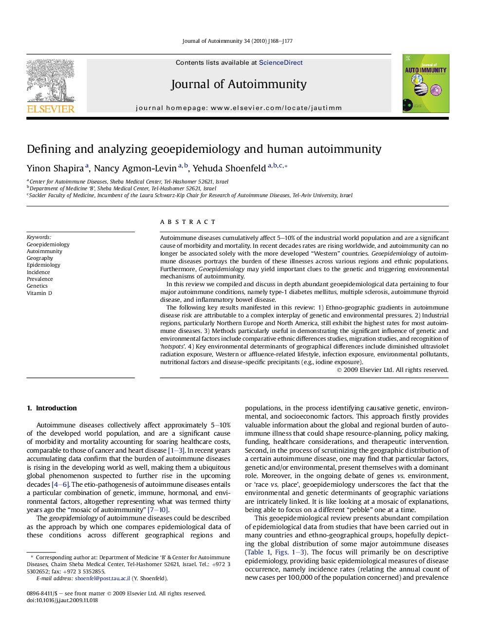 Defining and analyzing geoepidemiology and human autoimmunity