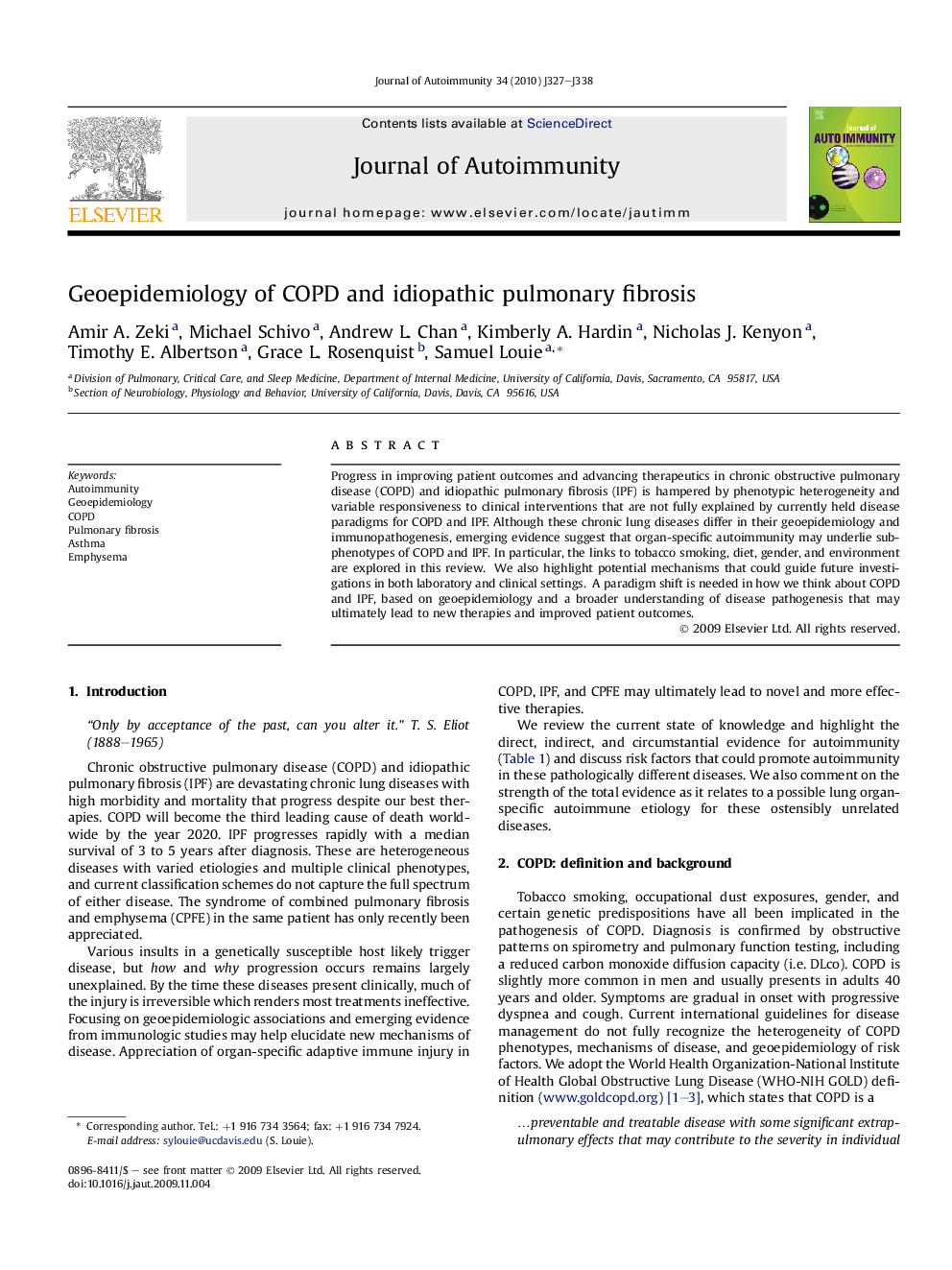 Geoepidemiology of COPD and idiopathic pulmonary fibrosis