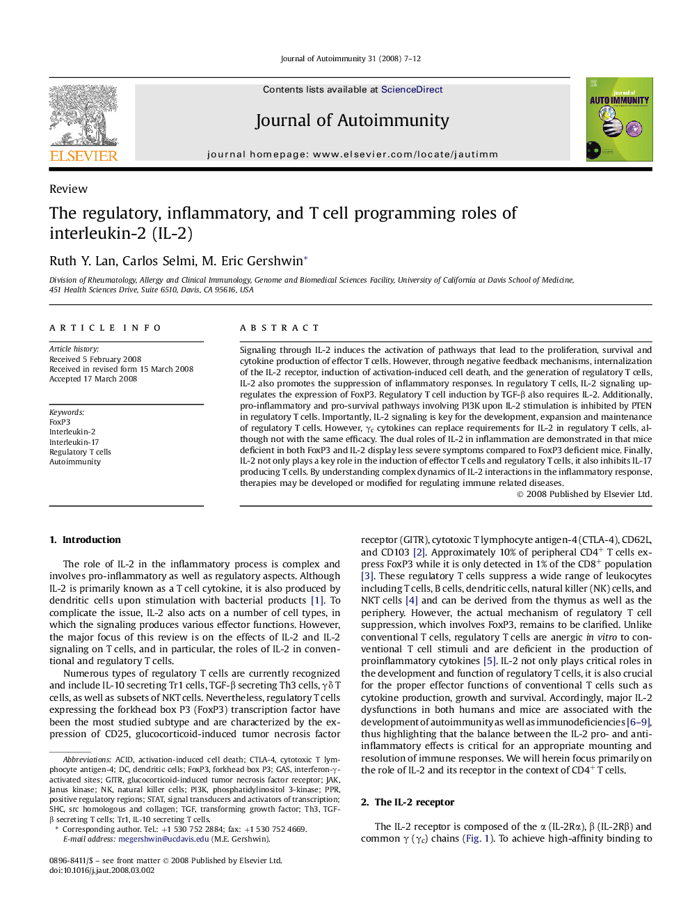 The regulatory, inflammatory, and T cell programming roles of interleukin-2 (IL-2)