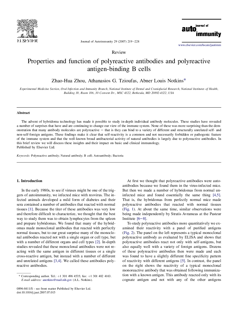 Properties and function of polyreactive antibodies and polyreactive antigen-binding B cells