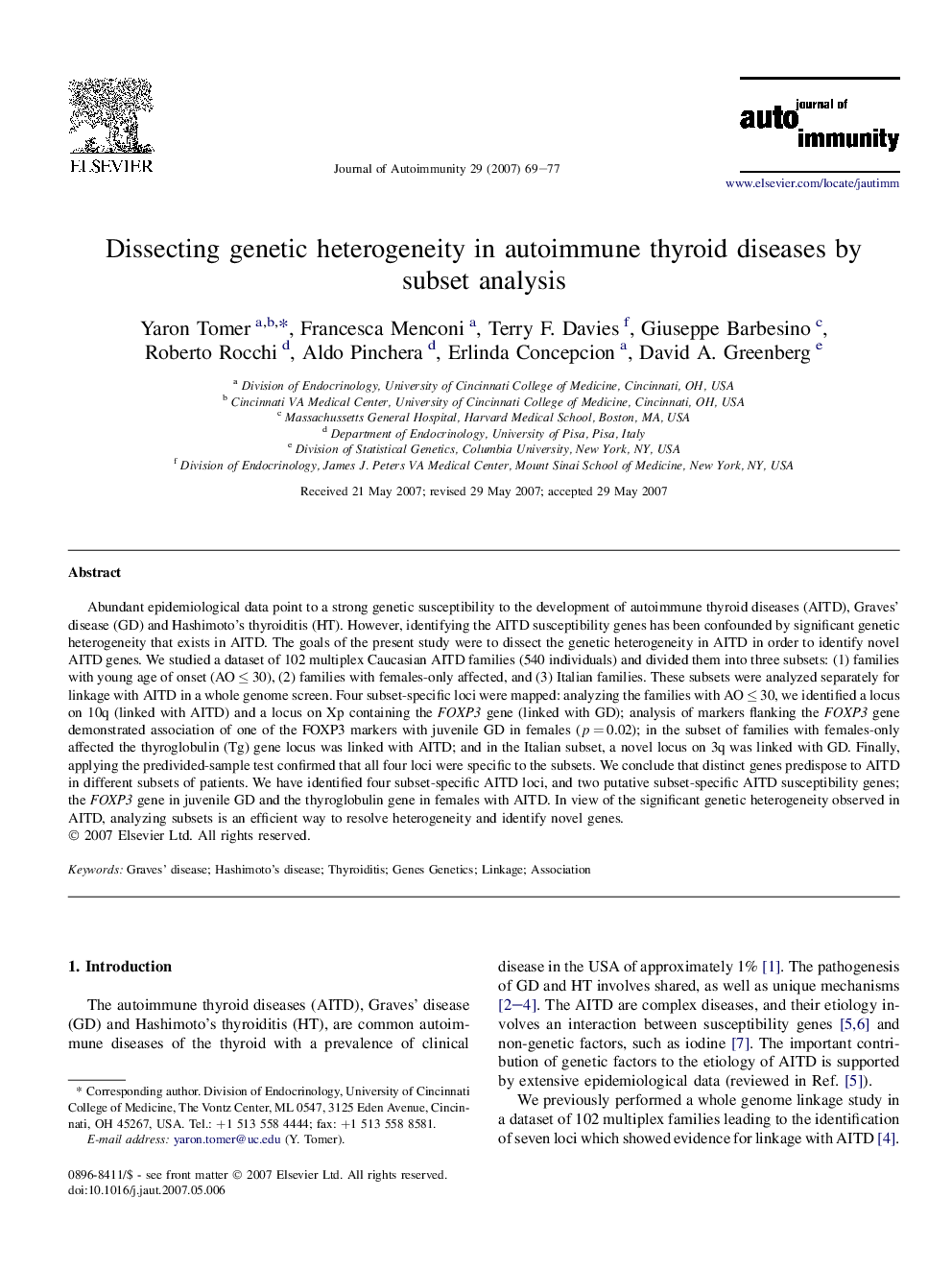 Dissecting genetic heterogeneity in autoimmune thyroid diseases by subset analysis