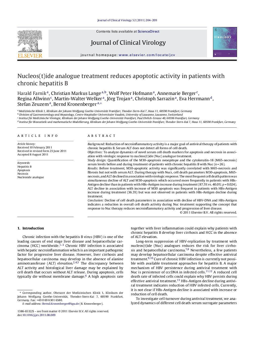 Nucleos(t)ide analogue treatment reduces apoptotic activity in patients with chronic hepatitis B