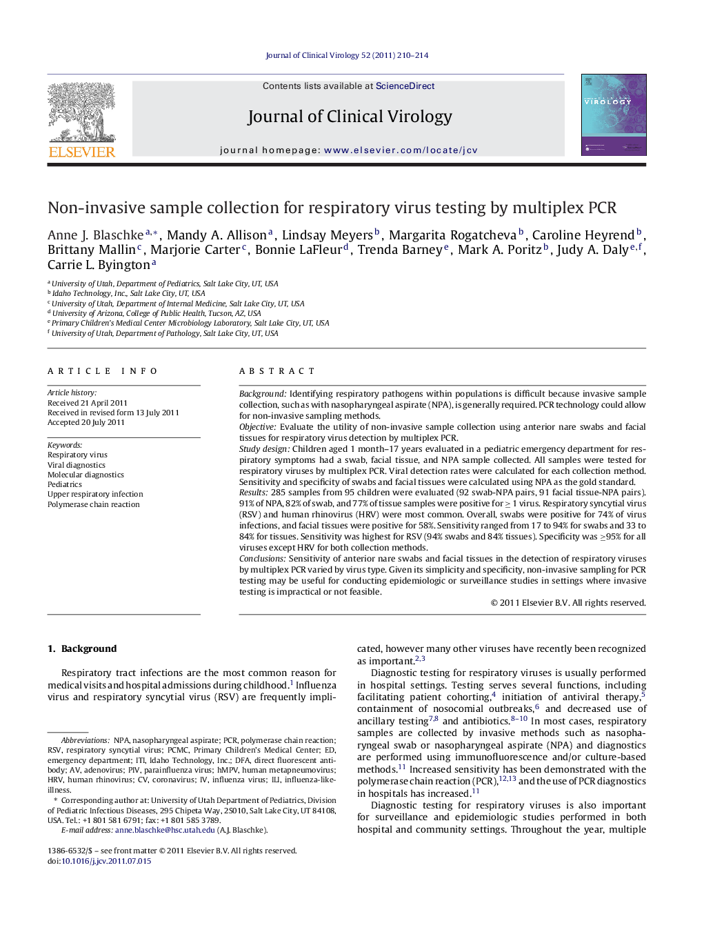 Non-invasive sample collection for respiratory virus testing by multiplex PCR