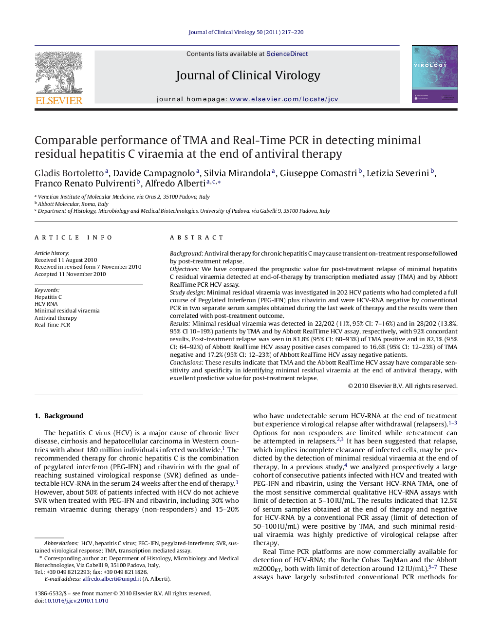 Comparable performance of TMA and Real-Time PCR in detecting minimal residual hepatitis C viraemia at the end of antiviral therapy