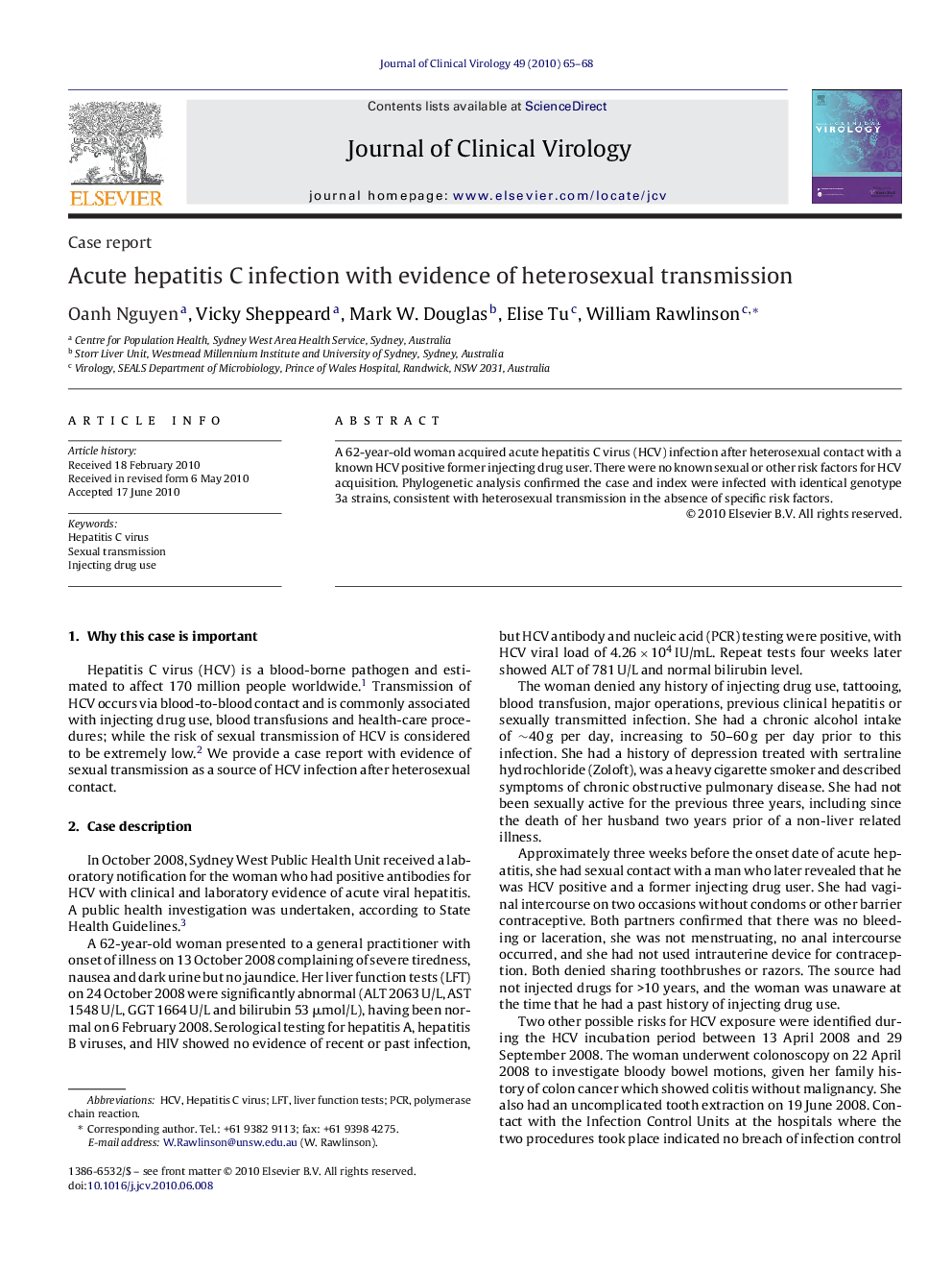 Acute hepatitis C infection with evidence of heterosexual transmission