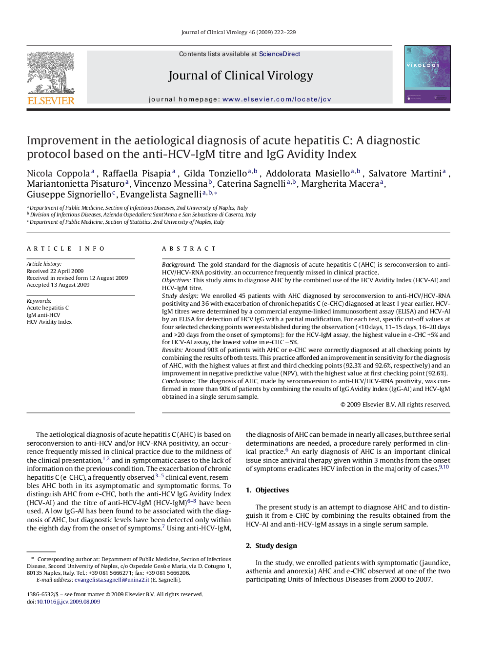 Improvement in the aetiological diagnosis of acute hepatitis C: A diagnostic protocol based on the anti-HCV-IgM titre and IgG Avidity Index