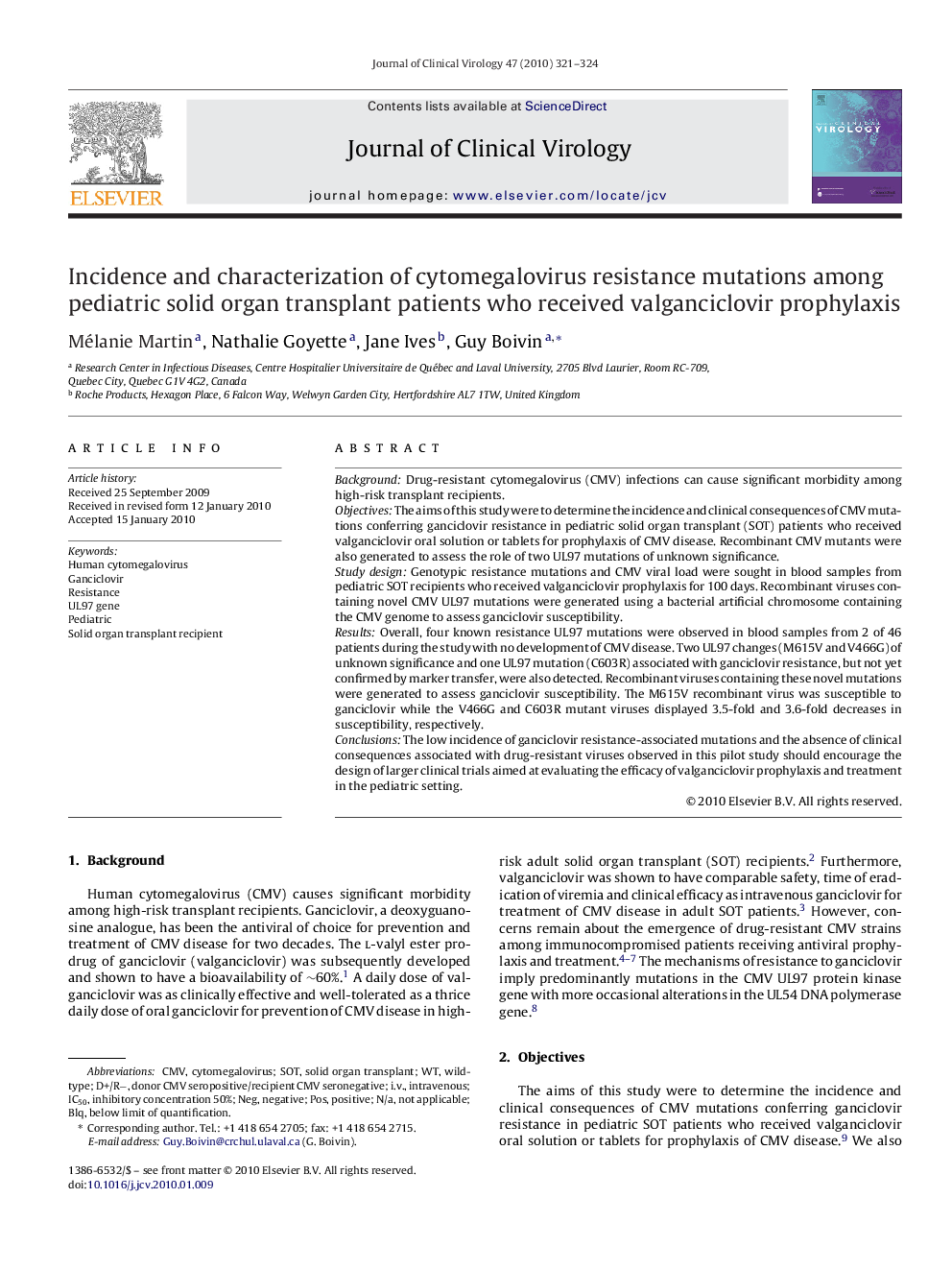 Incidence and characterization of cytomegalovirus resistance mutations among pediatric solid organ transplant patients who received valganciclovir prophylaxis