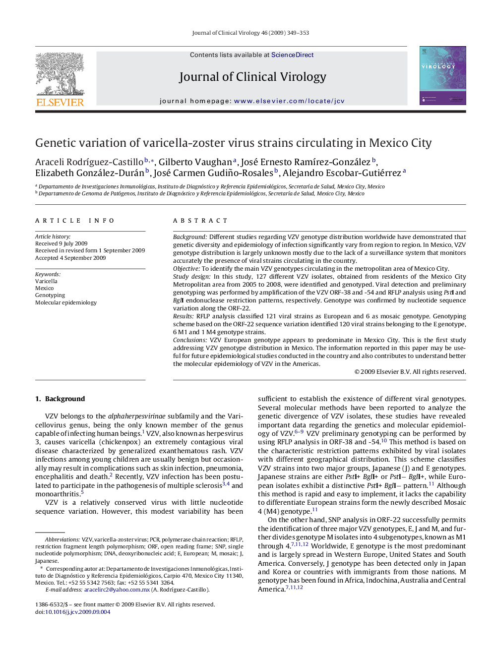 Genetic variation of varicella-zoster virus strains circulating in Mexico City