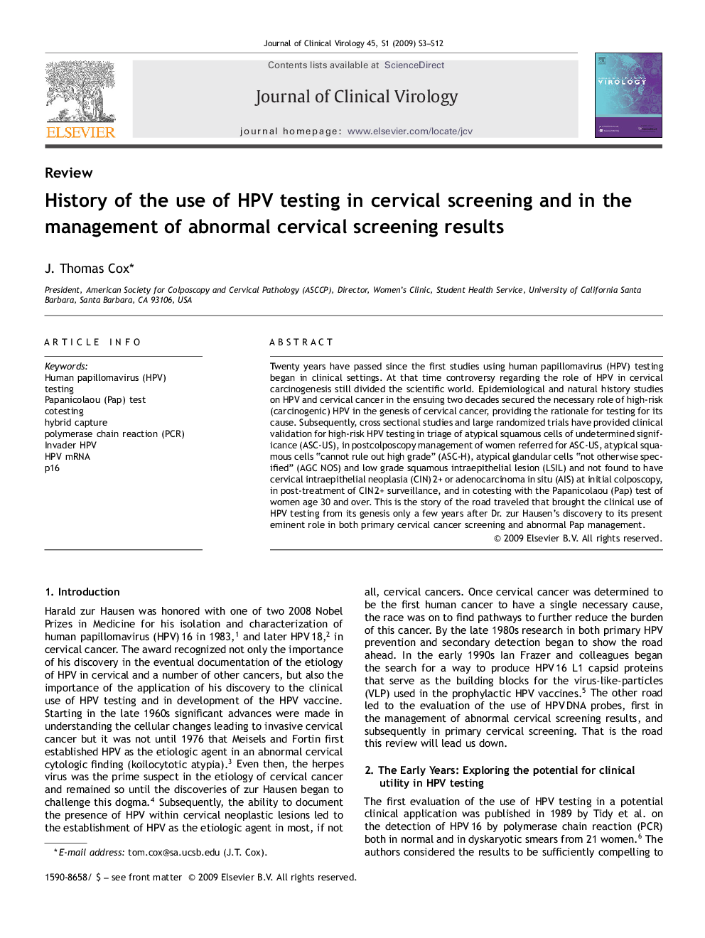 History of the use of HPV testing in cervical screening and in the management of abnormal cervical screening results