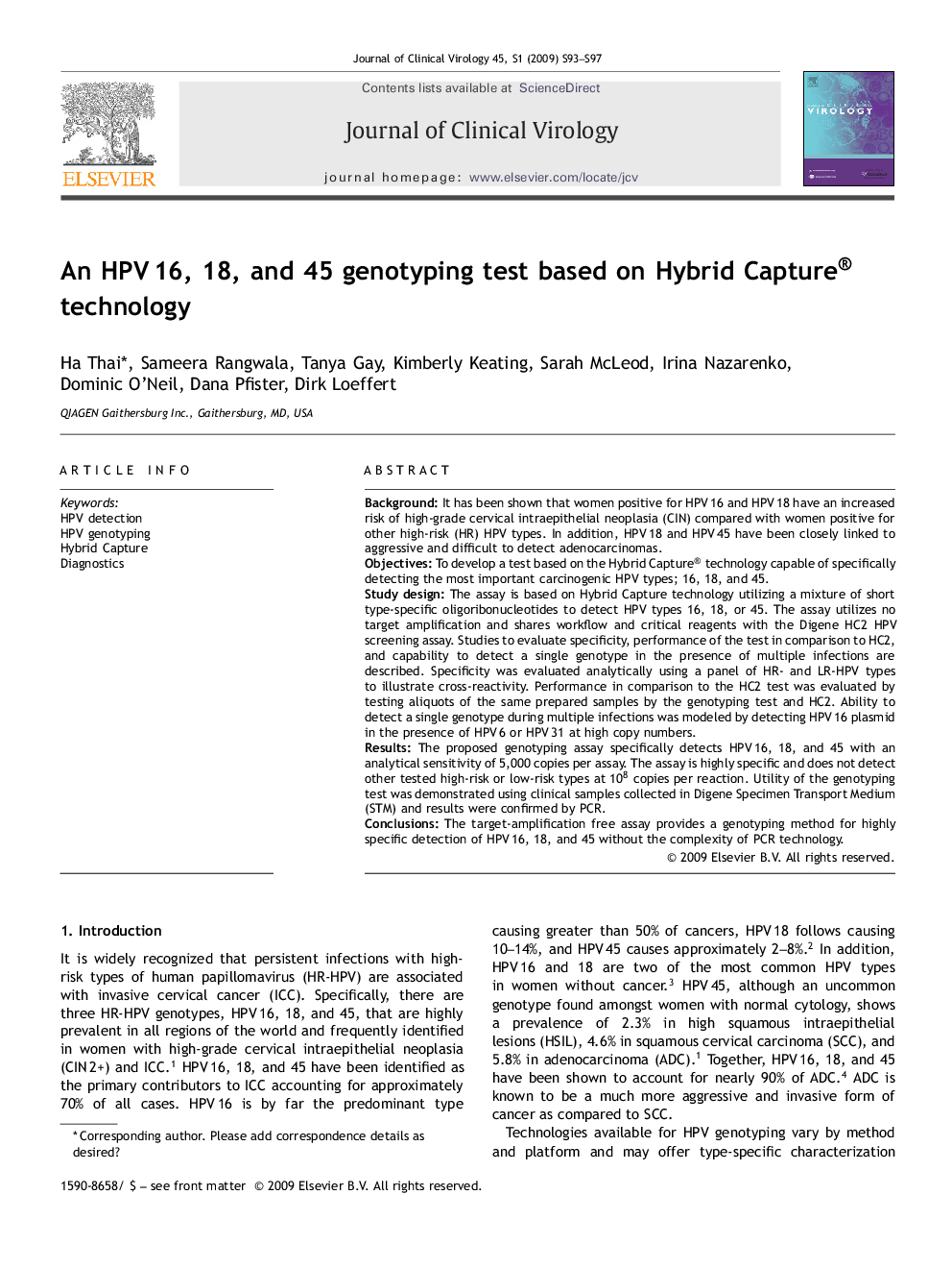An HPV 16, 18, and 45 genotyping test based on Hybrid Capture® technology