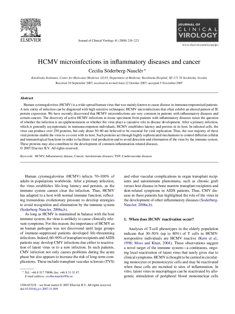 HCMV microinfections in inflammatory diseases and cancer