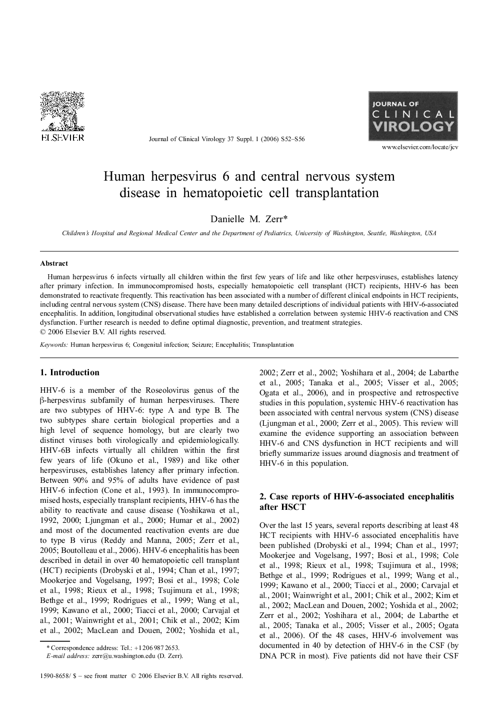 عکس صفحه اول مقاله: Human herpesvirus 6 and central nervous system disease in hematopoietic cell transplantation Human herpesvirus 6 and central nervous system disease in hematopoietic cell transplantation