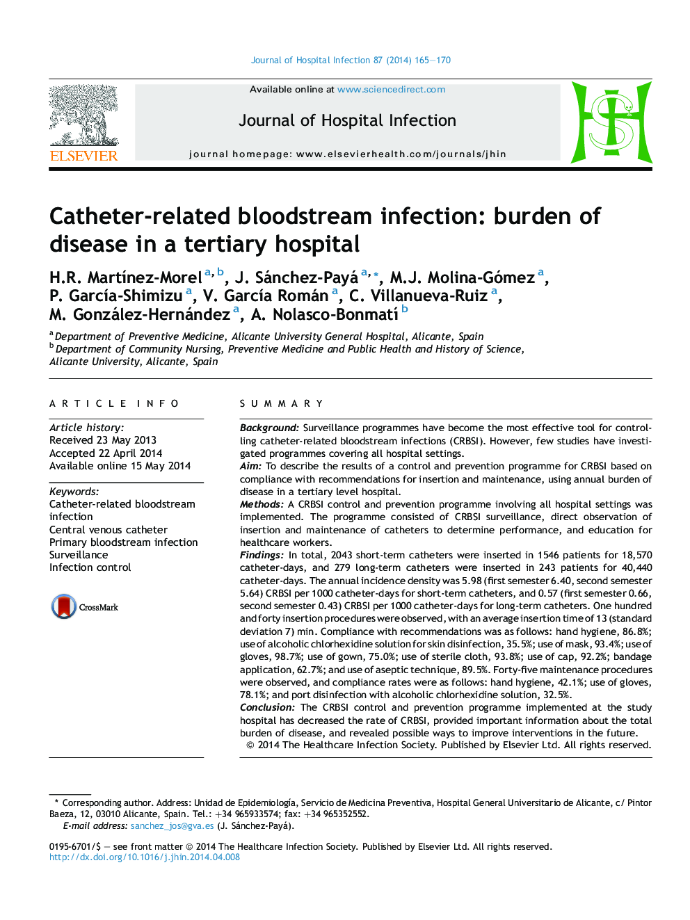 Catheter-related bloodstream infection: burden of disease in a tertiary hospital