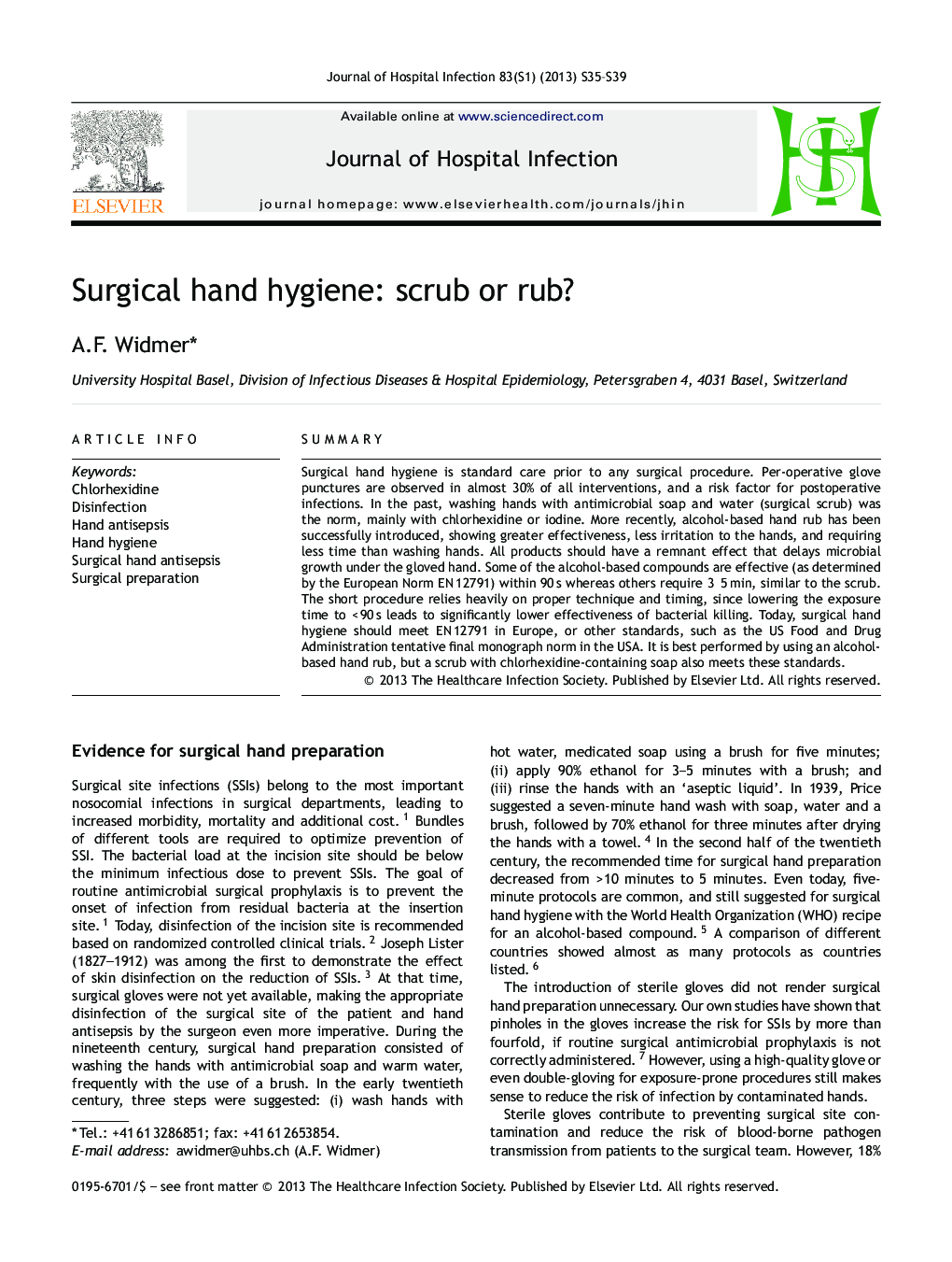Surgical hand hygiene: scrub or rub?